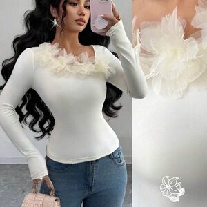 Elegant White Floral Women's Top